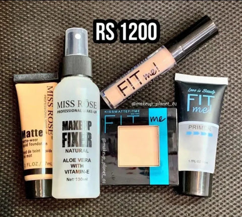 5 Items Face Makeup Bundle (MR Tube , concelor , Fixer + FP & Tube primer)